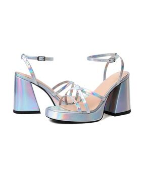 MySoft SIZE 9.5 iridescent Silver strappy